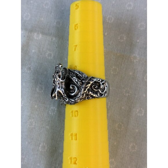 Yin Yang Dragon Men’s Ring Gothic Biker Silver Tone Metal Sz 9 - Picture 5 of 5
